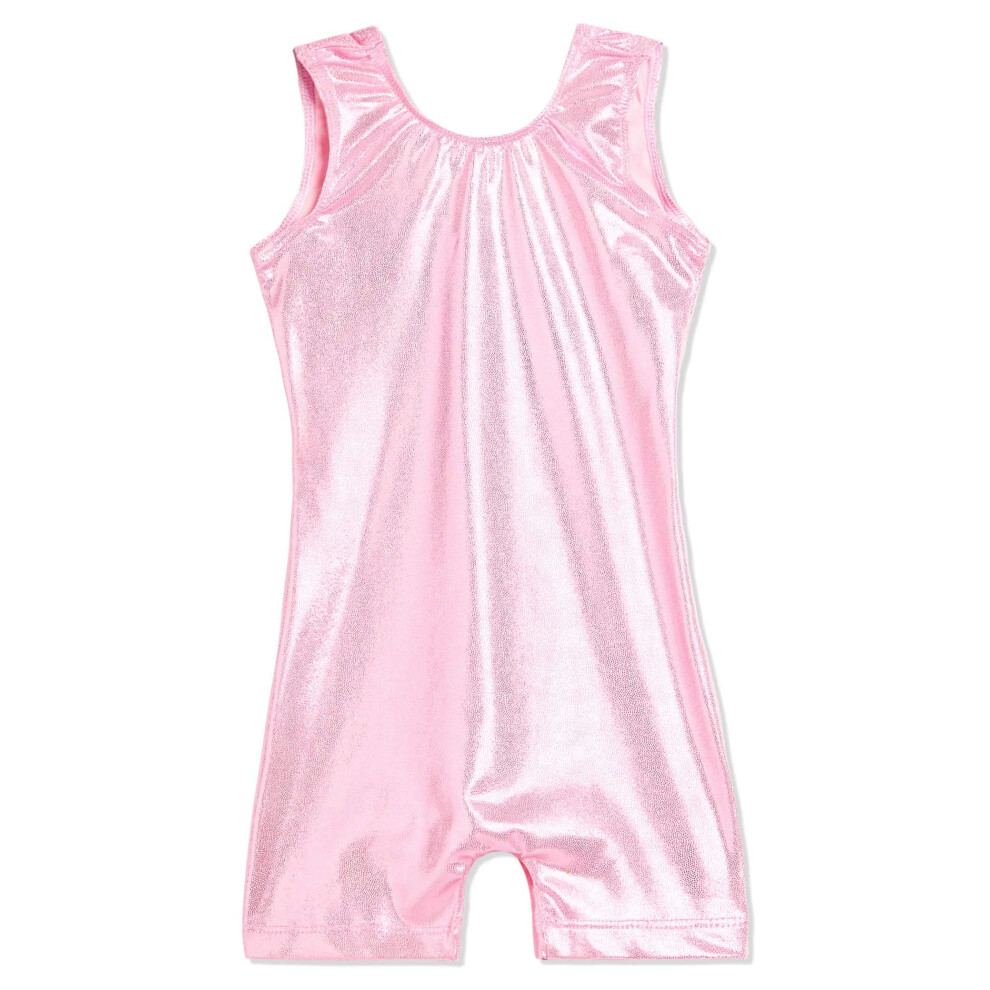 Justaucorps de gymnastique Domusgo pour petite fille, justaucorps scintillant avec short pour b?b?, sport d'?quipe, cours de danse, rose uni 2t 3t 4t