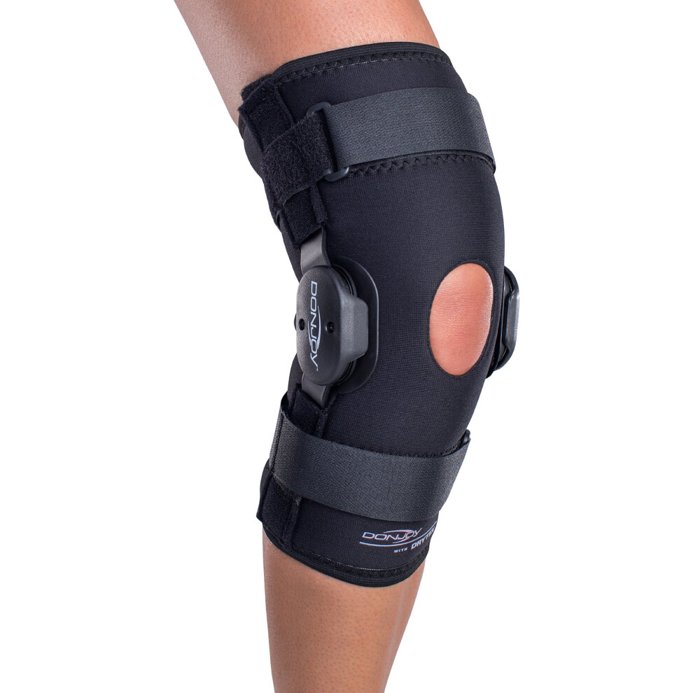 DonJoy Deluxe Hinged Knee Brace, Drytex Sleeve, Open Popliteal, Large