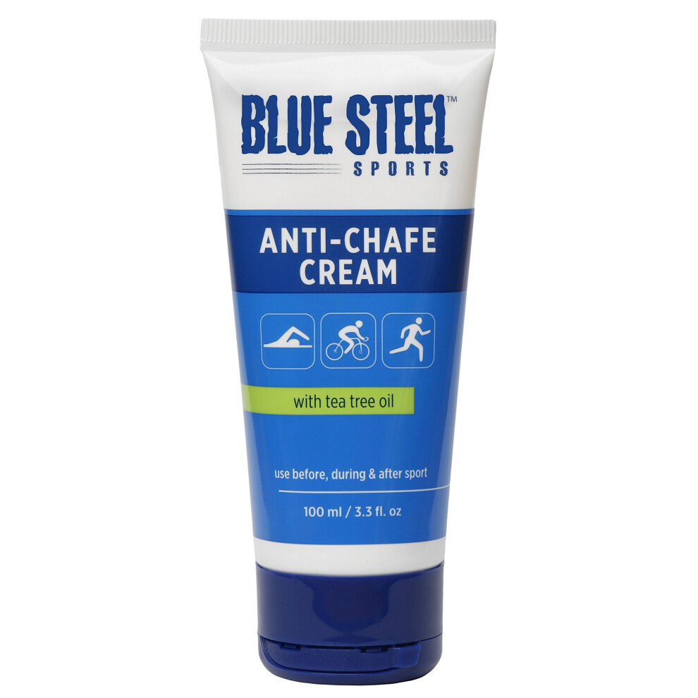 Blue Steel Sports ANTI-CHAFE CREAM with natural Tea Tree oil | Water and Sweat resistant | Non Sticky and Non Greasy