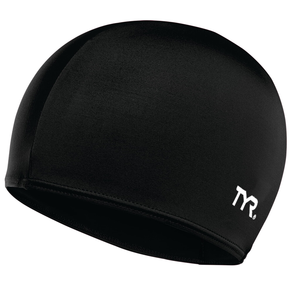 TYR mens all-season Swim cap, Black, One Size US