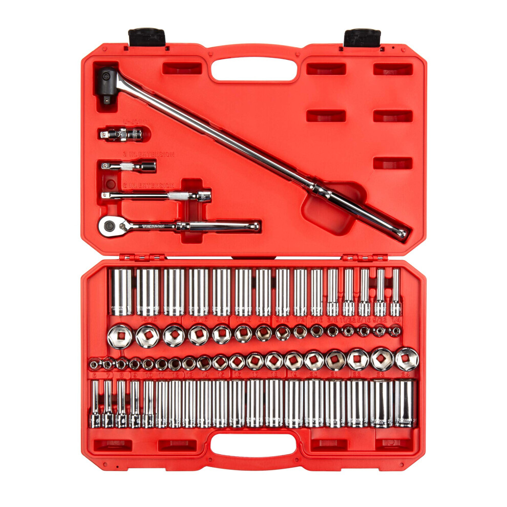 Photos - Other Hand Tools TEKTON 3/8 Inch Drive 6-Point Socket and Ratchet Set, 73-Piece  SKT15311(1/4-1 in., 6-24 mm)