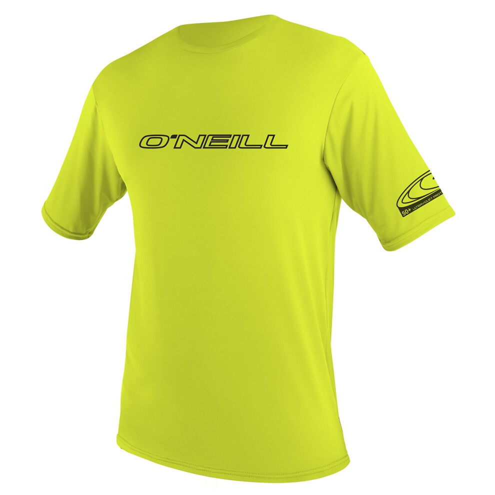 O'Neill UV Sun Protection Youth Basic Skins Short Sleeve Tee Sun Shirt Rash Guard, Lime, 14