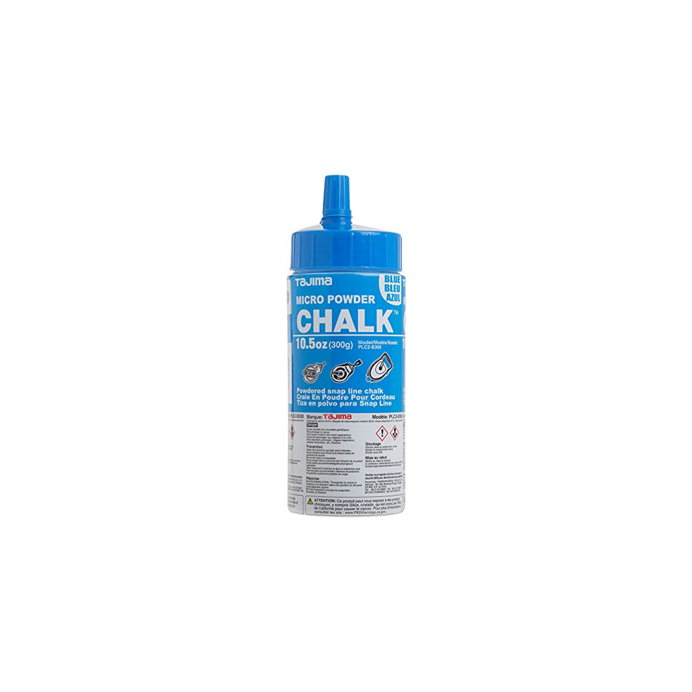 TAJIMA Micro Chalk - Blue 10.5 oz (300g) Ultra-Fine Snap-Line Chalk with Durable Bottle & Easy-Fill Nozzle - PLC2-B300