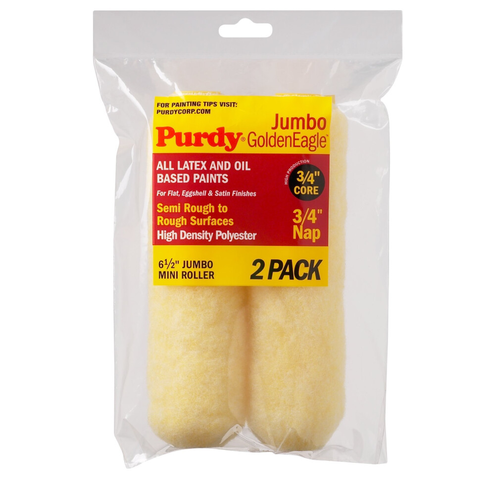 Purdy 140626024 Jumbo Mini Golden Eagle Roller Replacement, 2-Pack, 6-1/2 inch x 3/4 inch nap