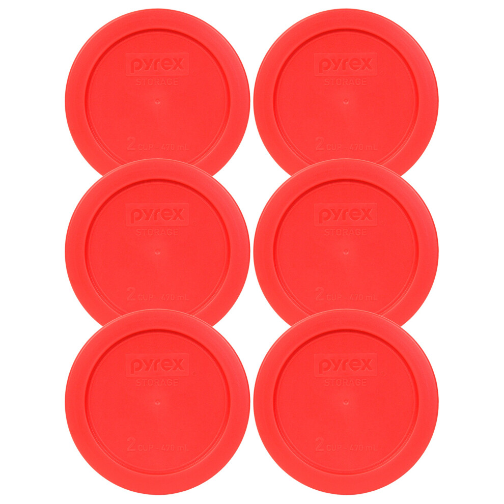 Pyrex 7200-Pc 2-cup Red Replacement Food Storage Lids - 6 Pack Made in the USA