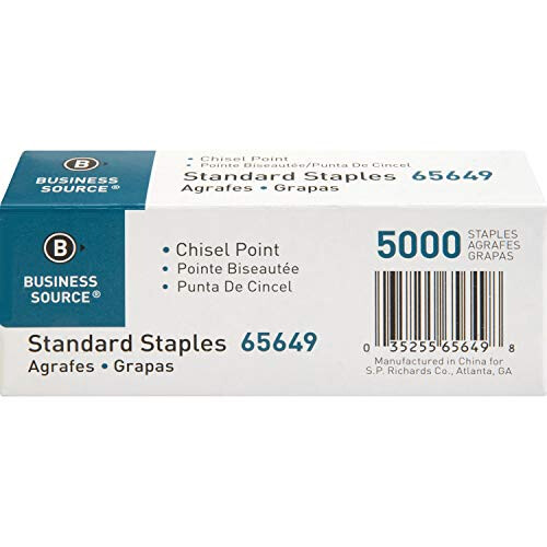 Business Source 65649 Standard Staples Chisel Point 210 Strip 5000/BX SR 1
