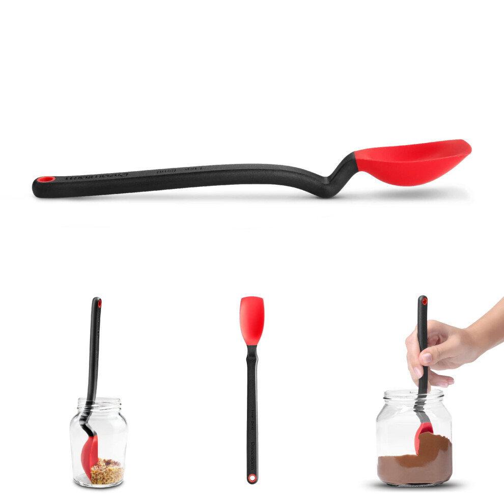 Dreamfarm Mini Supoon Non-Stick Silicone Sit Up Scraping & Cooking Spoon With Measuring Lines Red