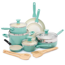 Greenpan Rio Zdrowe ceramiczne nonstick 16-czesciowe garnki i patelnie PFAS bez zmywarki