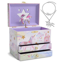 Jewelkeeper Unicorn Music Box & Little Girls Jewelry Set - 3 Unicorn Gifts for Girls