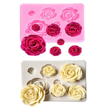2PCS Moldes de Silicone de Flores de Rosa para Bolo e Chocolate Ferramentas de Decoração de Bolo