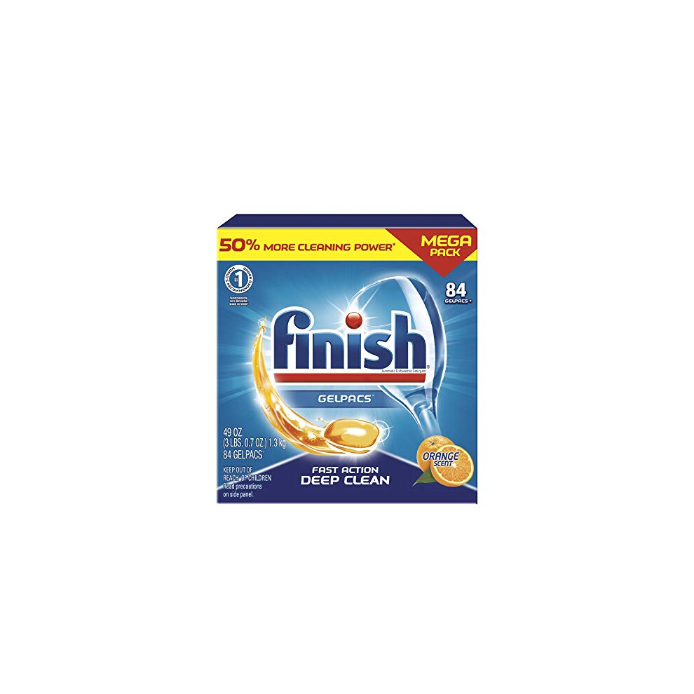 Finish All in 1 Gelpacs Orange, Dishwasher Detergent Tablets 84 count (packaging may vary )