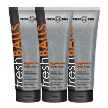 Fresh BALLS Lotion - Anti-Chafing Men’s Cream to Powder Deodorant för Groin, 3.4 fl oz (Pack of 3)