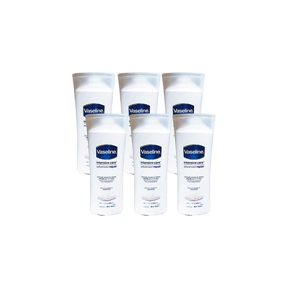 Vaseline Intensive Care Body Lotion, Advanced Repair, Pack of 6, (13.53 Oz / 400ml Each)