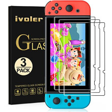 [3 Pack] Screen Protector Tempered Glass for Nintendo Switch, iVoler Transparent HD Clear Anti-Scratch Screen Protector Compatible Nintendo Switch