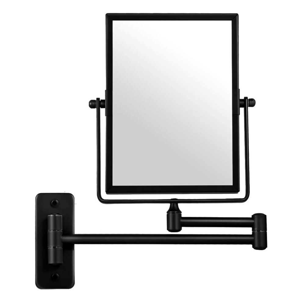 QiMH 3X Magnified Wall Mounted Mirror, Rectangular 8x6 Inch with Extendable Arm  Polished Chrome Finish Double-Sided Swivel Mirror