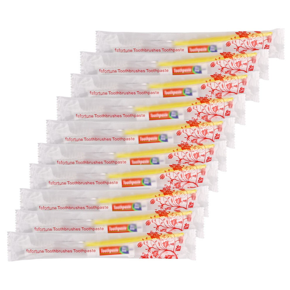 Fafortune 100Pcs Disposable Toothbrushes With Toothpaste (5 Colors)