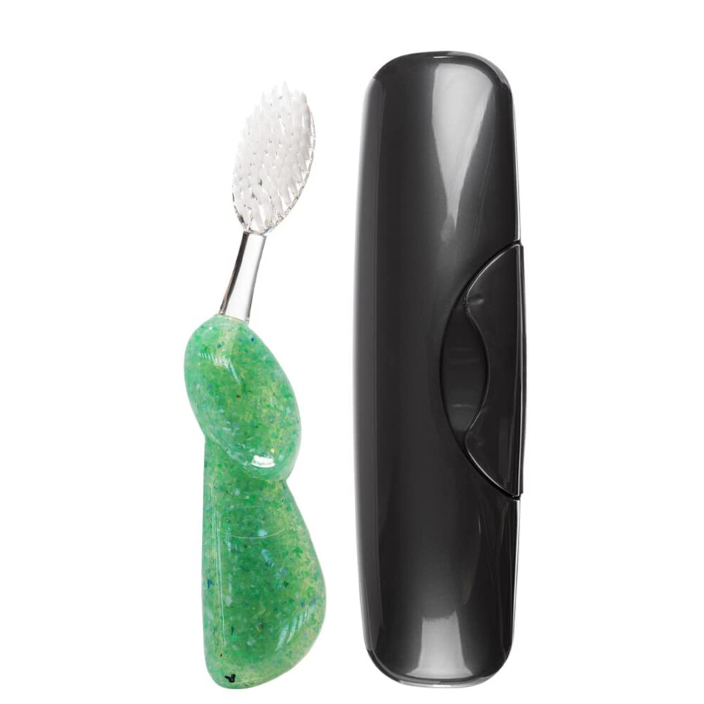 Radius Black Toothbrush Big Brush With Replaceable Brush Head Bpa Free Ada Accepted - Right Hand - Soda Pop Brush With Case