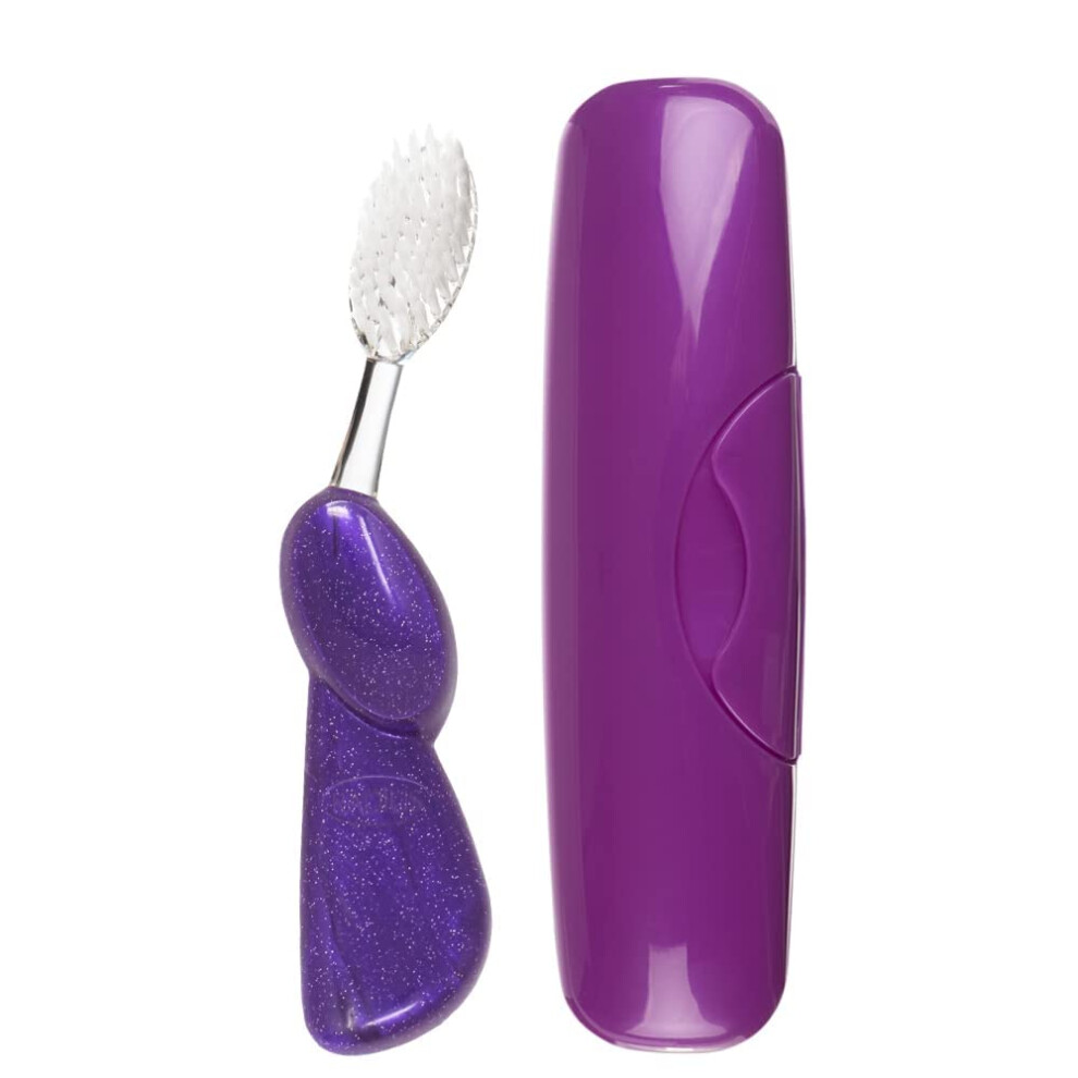 Radius Purple Toothbrush Big Brush With Replaceable Brush Head Bpa Free Ada Accepted - Right Hand - Brush With Case