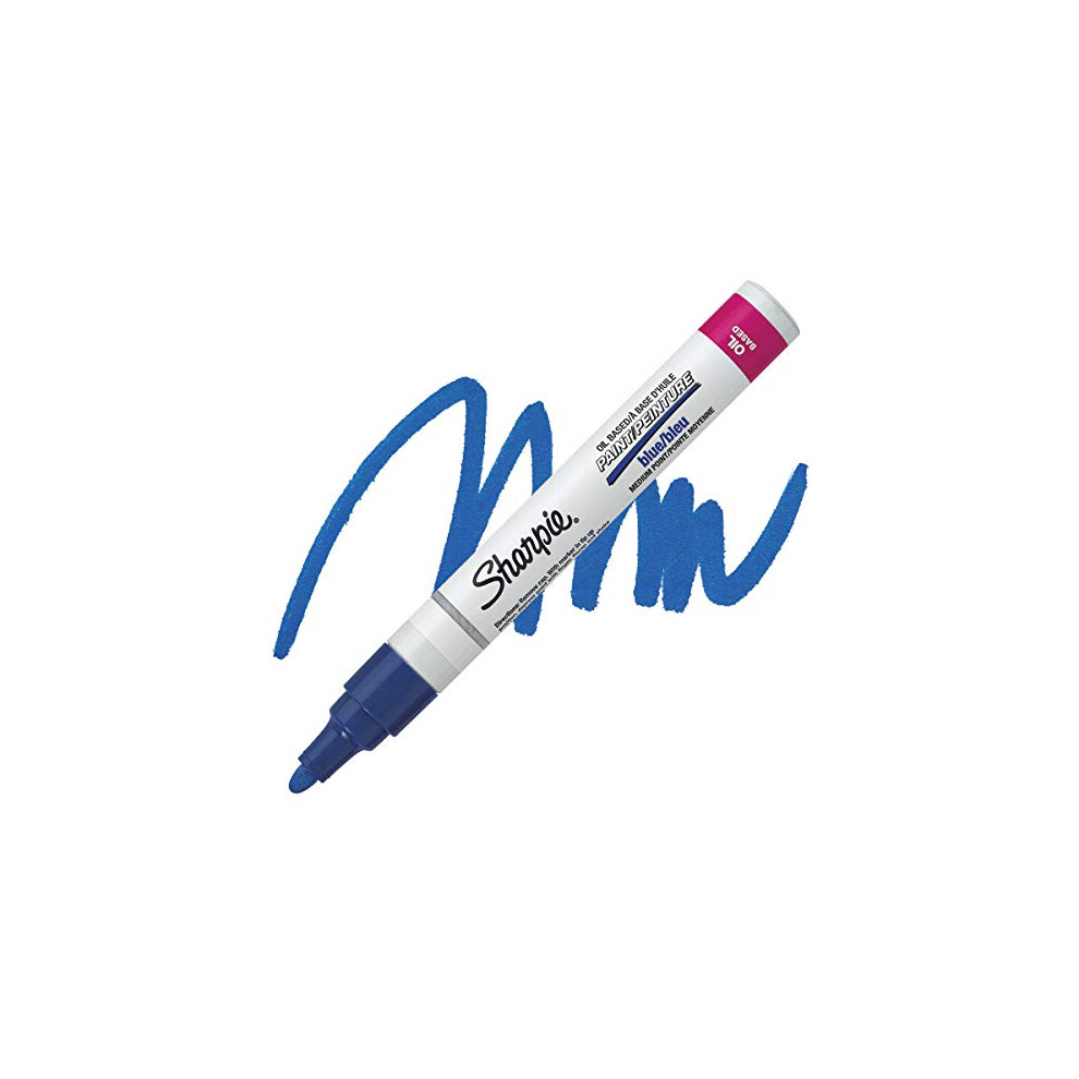 Sharpie Oil-Based Paint Marker, Medium Point, Blue, 1 Count - Great for Rock Painting