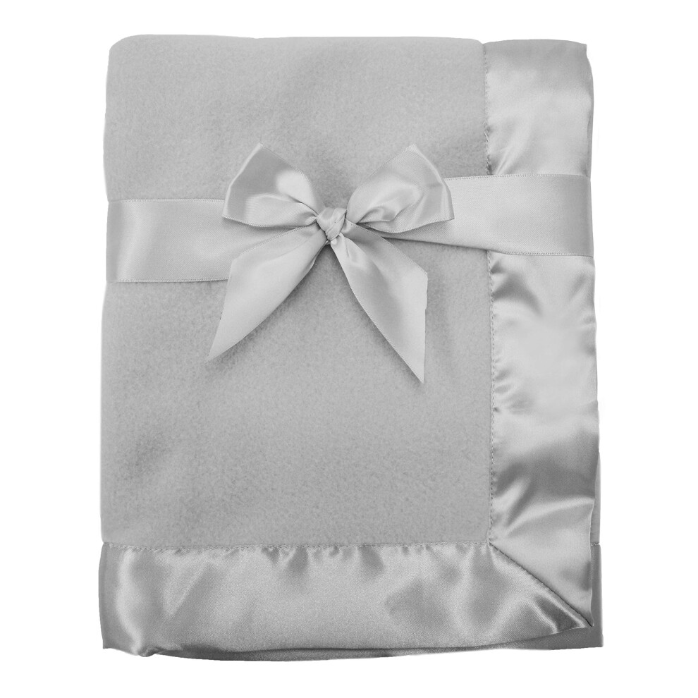 TL Care Fleece Blanket 30Ã¯Â¿Â½ X 40Ã¯Â¿Â½ with 2Ã¯Â¿Â½ Satin Trim, Gray, for Boys and Girls