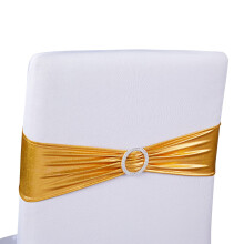 100 Pack Gold Chair Sashes with Silver Buckles for Wedding Reception, Baby Shower, Birthday Party, Fits 13.5- to 16.5-Inch Chair Backs