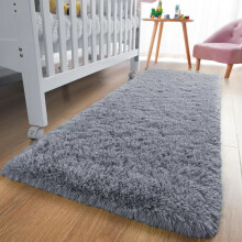 (Grey, 60cm x 220cm (2ft x 7ft 3")_Runner) Shaggy Thick Large Rugs Living Room Area Outdoor Indoor Non Slip Kitchen Runner Rugs