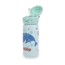 Nuby Παιδικό Μπουκάλι Μη Διαρροής Από Ανοξείδωτο Ατσάλι - 14 Oz - 18+ Μηνών - Μιντ Φάλαινα
