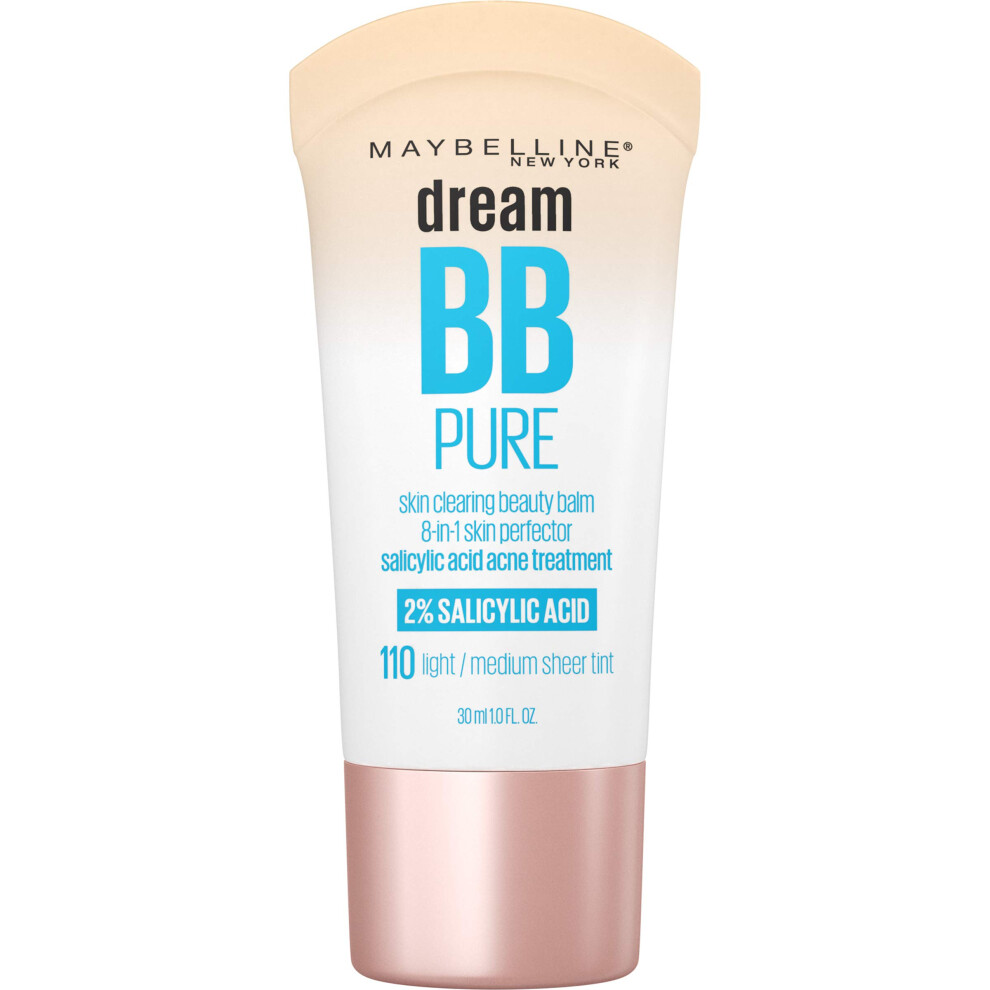 Maybelline New York Dream Pure BB cream 8-in-1 Skin clearing Perfector, LightMedium 1 oz (Pack of 2)