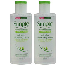 Simple Micellar Cleansing Water 6.7 oz - Fragrance-Free Makeup Remover & Gentle Hydrating Cleanser with Vitamin B3 & C