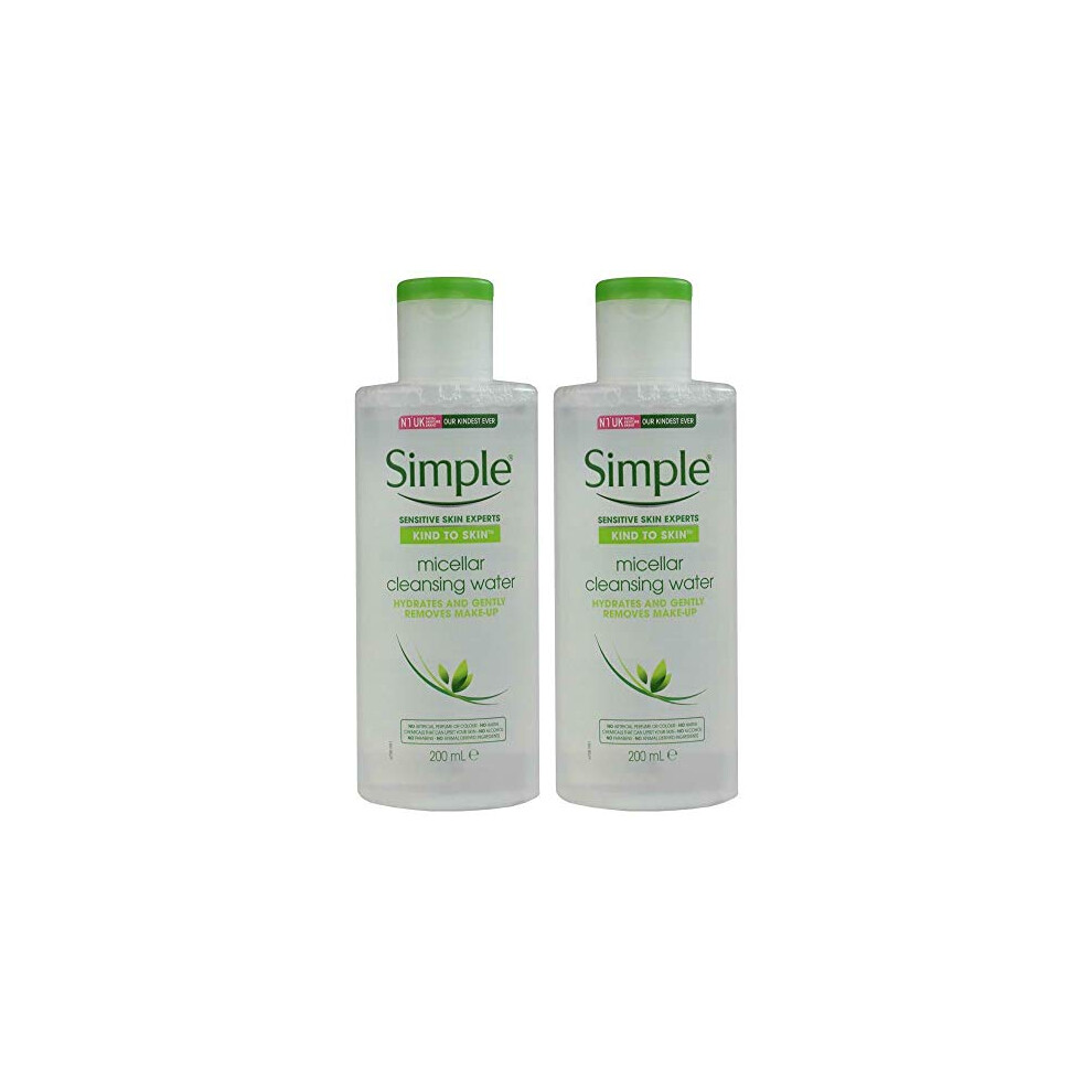 Simple Micellar Cleansing Water 6.7 Oz - Fragrance-Free Makeup Remover & Gentle Hydrating Cleanser With Vitamin B3 & C