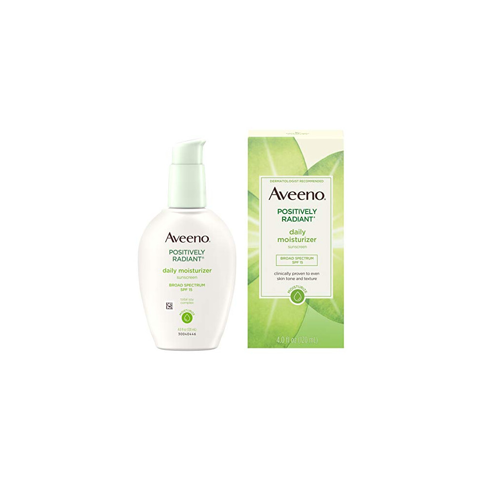 Aveeno Positively Radiant Daily Face Moisturizer with Broad Spectrum SPF 15 Sunscreen and Soy Extract, 4 fl. oz