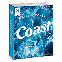 Coast Refreshing Deodorant Soap Bar - 8 Bars - Thick Rich Lather Leaves Your Body Feeling Energized And Clean - Classic Pacific Force Scent
