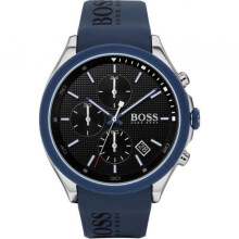 Hugo Boss Velocity 1513717 - Men's Watch with Stainless Steel Case, Blue Silicone Strap, Black Dial, Quartz, 5ATM
