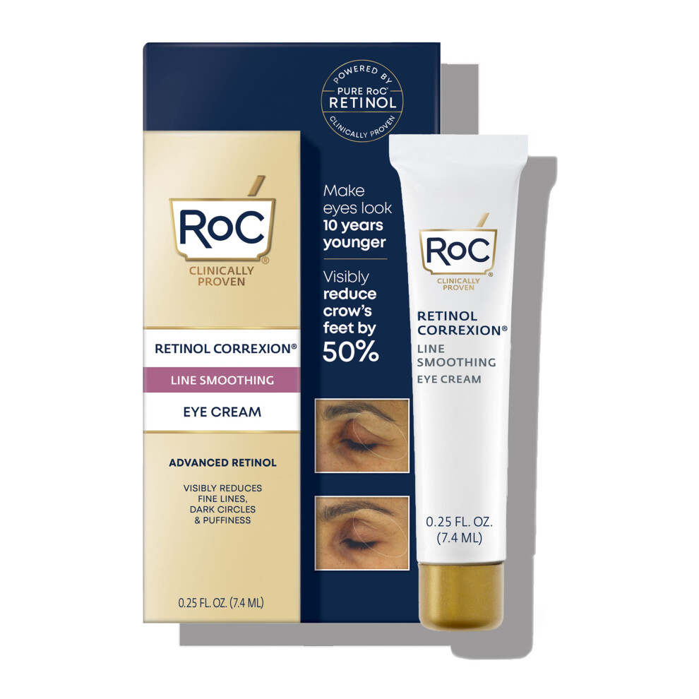 Roc Retinol correxion Eye cream Mini for Dark circles & Puffiness, Daily Wrinkle cream, Anti Aging Line Smoothing Skin care Treatment, 25 oz