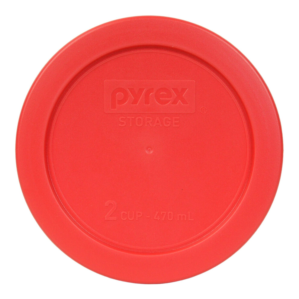 Pyrex 7200-PC Red 2 Cup Round Plastic Storage Lid, Made in USA