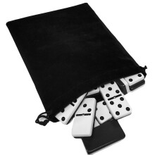 Marion & Co. Domino Double Six 6 Two Tone Black and White Fliser Jumbo Tournament Professional St?rrelse med spinnere i sort elegant fl?jlspose