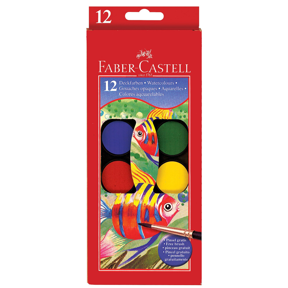 Faber-Castell Watercolor Paint Set With Brush - Premium Washable Watercolors for Kids, Multicolor, 1 count (pack of 1)