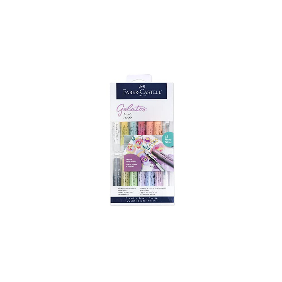 Faber-Castell Gelatos Pastels Color Set, 15 Pastel Colors - Multi-Purpose Art Medium