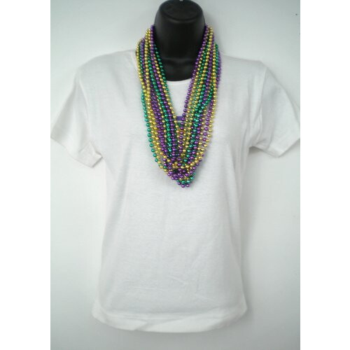 Colares de Pérolas Metálicas Roxo Dourado e Verde - 33 polegadas 07mm - 6 Dúzias (72 colares) 1
