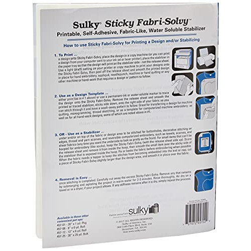 Sulky 85x11 stabilizer, 85 x 11 12-Pack, White 2