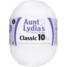 Hilo de ganchillo clsico de la ta Lydia tamao 10 Jumbo - Blanco
