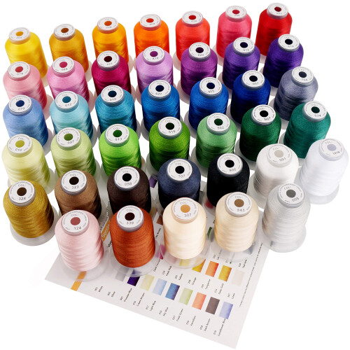New brothreads 40 colors 100% Polyester Machine Embroidery Thread 550yd with Thread Nets - compatible for Home-Based Embroidery Sewing Machine