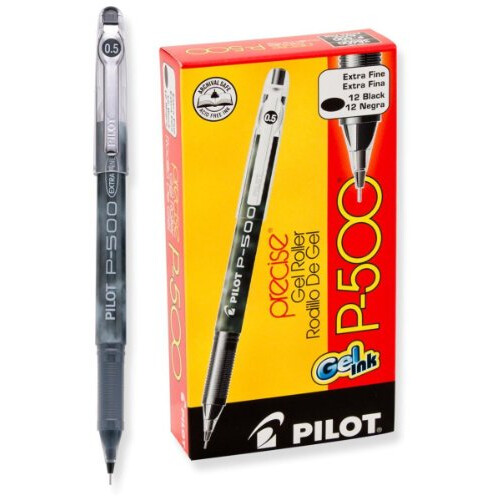 Pilot Pilot Precise P-500 Γραφίδες Gel Ink Rolling Ball, Πολύ Λεπτή Μύτη, Μαύρο Μελάνι, 6 Γραφίδες 2