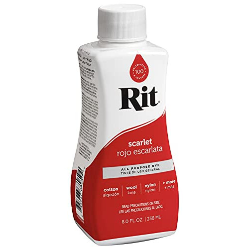 Rit, Scarlet Liquid Fabric Dye, 8-Ounce, 1-Pack, 8 Fl oz 1