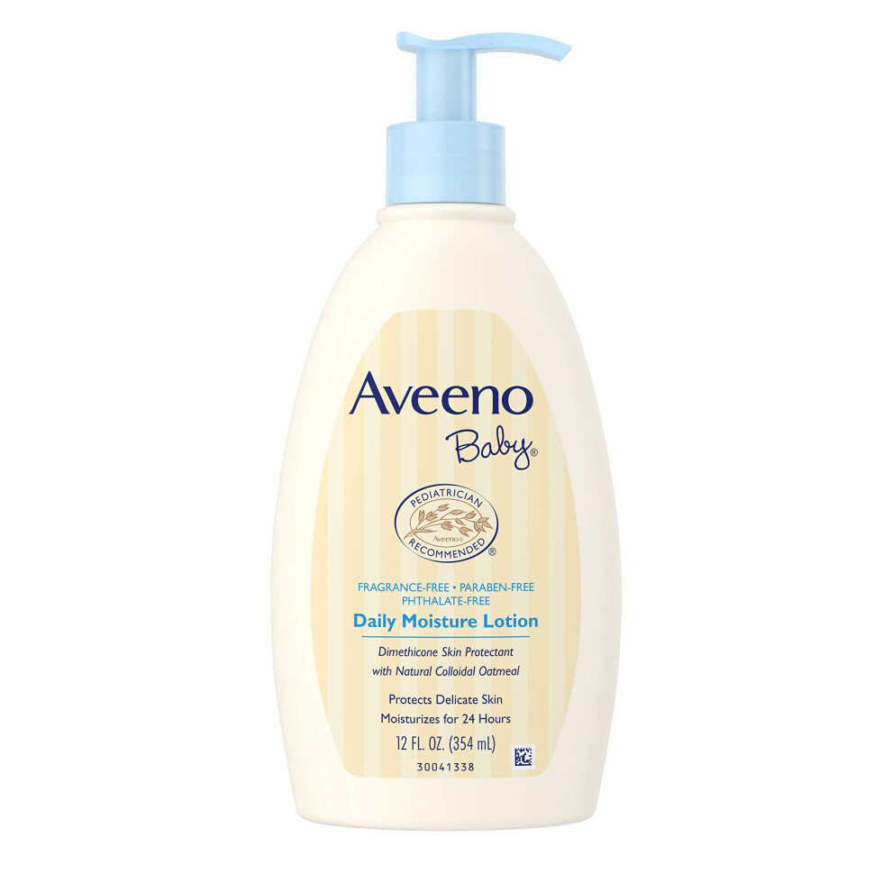 Aveeno Baby Daily Moisture Lotion with Natural Colloidal Oatmeal & Dimethicone, Fragrance-Free, 12 fl. oz