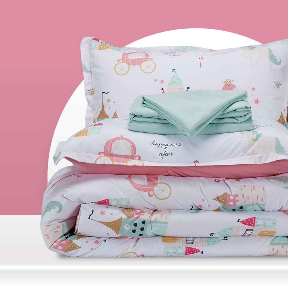 Parure de lit pour enfant SLEEP ZONE - Parure de lit 5 pi   ces super douce et mignonne avec couette, drap, taie d'oreiller et taie d'oreiller (Ch