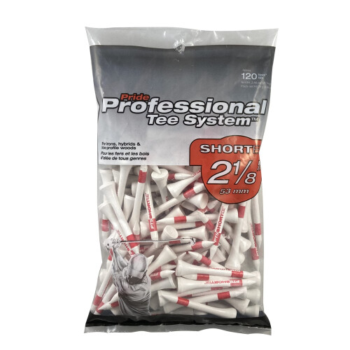 Sistema de Tee Profissional Pride, Tees de Golfe Shortee de 2-1/8 Polegadas - Pacote com 120 (Vermelho em Branco)