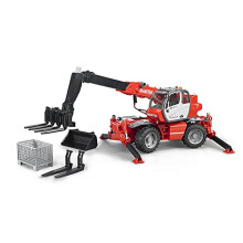 Bruder Toys - Construction Realistic Manitou MRT 2150 Telescopic Loader with Adjustable/Extendable Telescopic Arm and Lifting Forks - Ages 4+