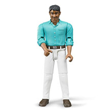 Bruder Toys - Bworld Realistyczny sredni odcien skry z bialymi dzinsami Figurka ma ruchome konczyny i moze chwycic obiekty - Ages 4+