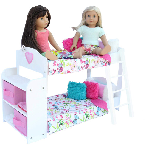 PZAS Toys Κρεβάτι Κούκλας - Κρεβάτι Κούκλας για Κούκλες 18 ιντσών, 23 τεμάχια